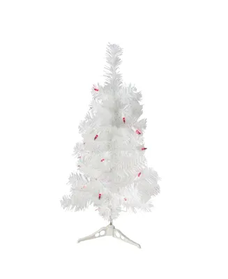 Northlight 2' Pre-Lit White Pine Slim Artificial Christmas Tree - Red Lights