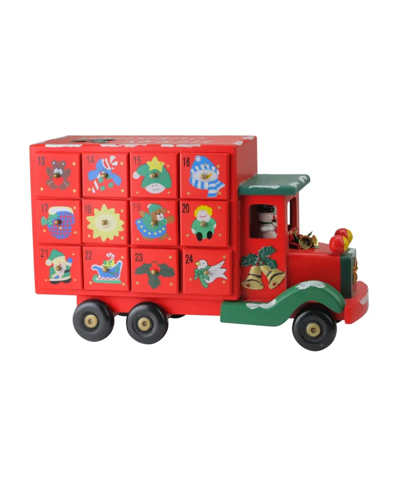 Northlight 14" Children's Advent Calendar Red Storage Truck Christmas Decoration