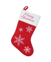 Northlight 16" Red and White "Merry Christmas" Snowflake Embroidered Christmas Stocking