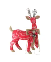 Northlight 24" Country Rustic Red White and Brown Reindeer with Bow Christmas Decoration