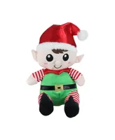 Northlight Set of 2 Plush Sitting Boy and Girl Christmas Elf Figures 13"