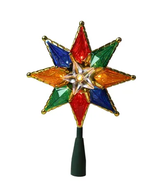 Northlight 8" Multi-Color Mosaic 8-Point Star Christmas Tree Topper - Clear Lights