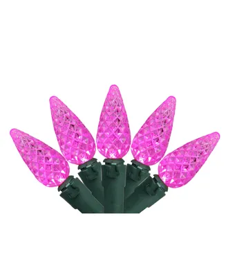 Northlight Set of 70 Pink Led Faceted C6 Christmas Lights - Green Wire