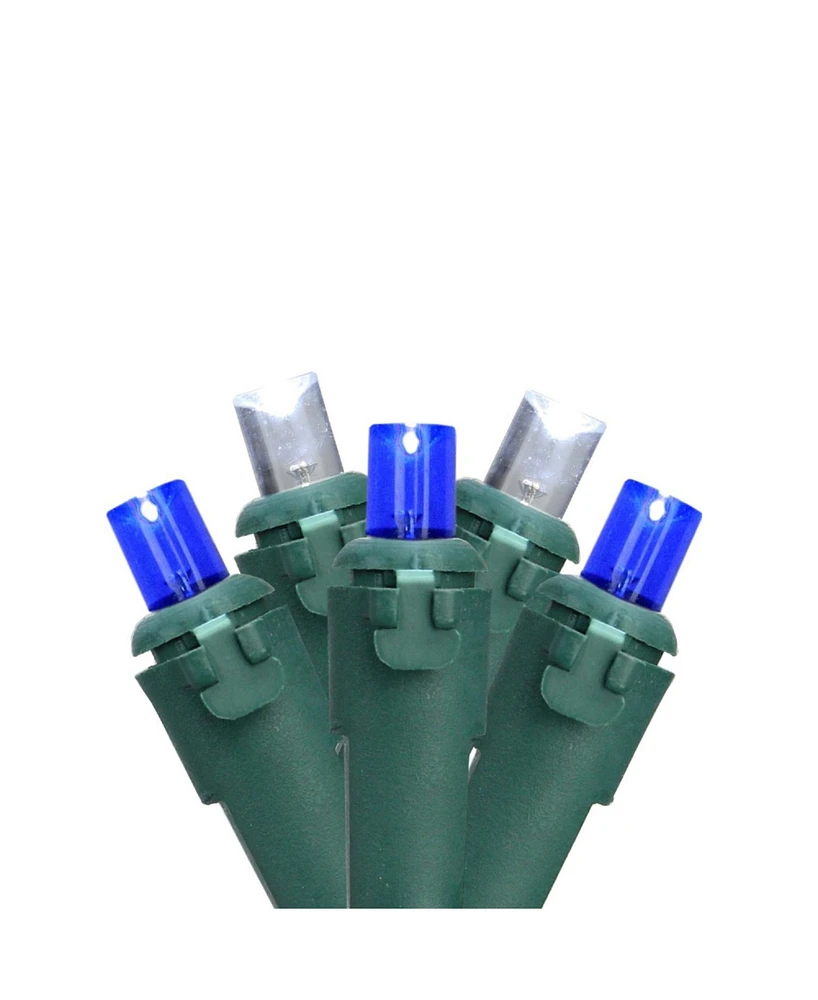 Northlight Set of 50 Blue and White Led Wide Angle Christmas Lights - Green Wire