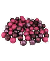 Northlight 60ct Mulberry Red Shatterproof 4-Finish Christmas Ball Ornaments 2.5" 60mm