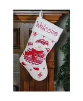 Northlight 15.75" Red and White "Welcome" Snowman Embroidered Christmas Stocking