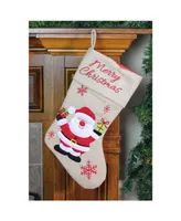 Northlight 16" Burlap "Merry Christmas" Santa Claus Embroidered Christmas Stocking