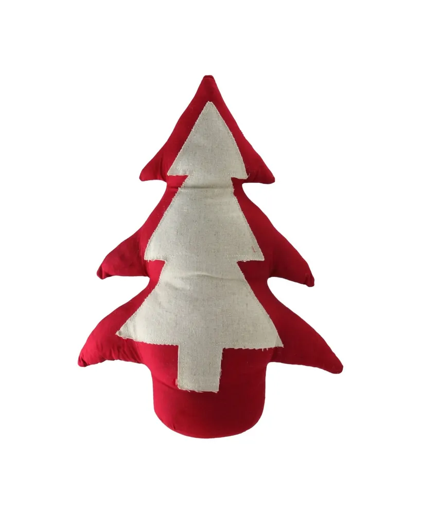 Northlight 15" Red and Neutral Weighted Base Christmas Tree Tabletop Decoration