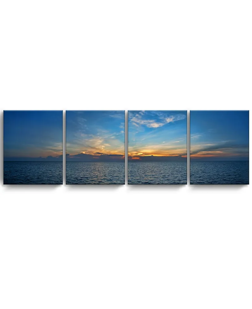 Ready2HangArt Bahamas Sunset 4 Piece Wrapped Canvas Coastal Wall Art Set, 20" x 64"