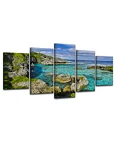 Ready2HangArt Seaglass Iii 5 Piece Wrapped Canvas Coastal Wall Art Set, 30" x 60"