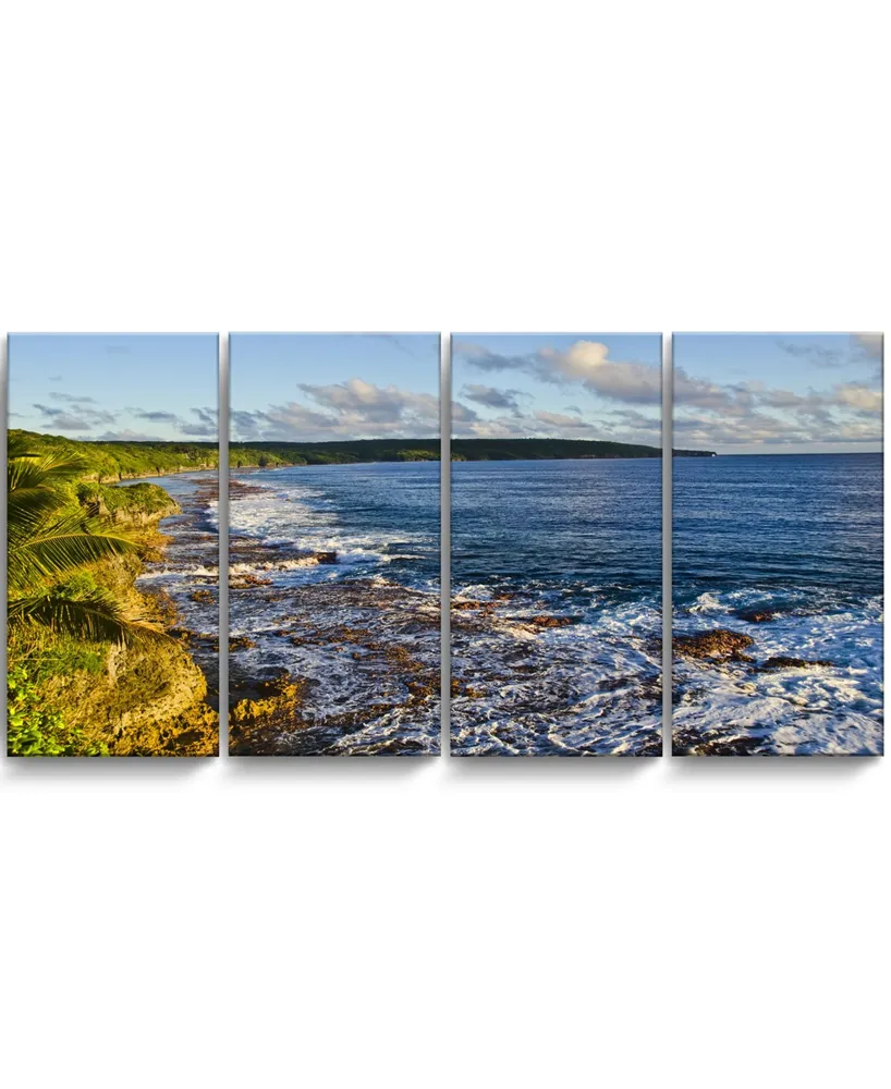 Ready2HangArt Breakaway 4 Piece Wrapped Canvas Coastal Wall Art Set, 20" x 48"