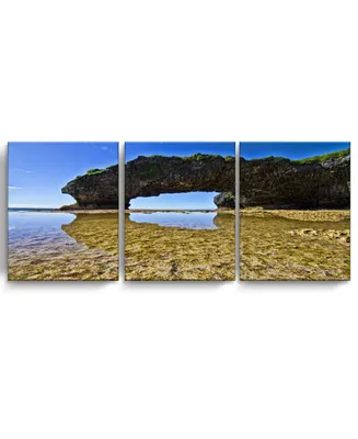Ready2HangArt Aqua Rocks Ii 3 Piece Wrapped Canvas Coastal Wall Art Set, 20" x 48"