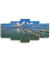 Ready2HangArt Grand Bahama 5 Piece Wrapped Canvas Coastal Wall Art Set, 30" x 60"