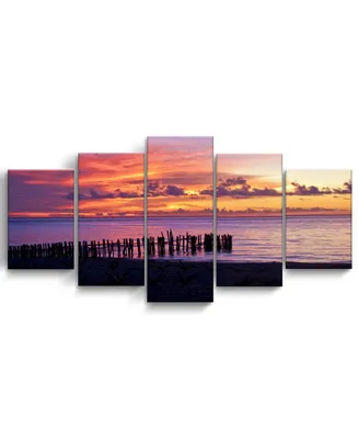 Ready2HangArt Mex Sunset Ii 5 Piece Wrapped Canvas Coastal Wall Art Set, 30" x 60"