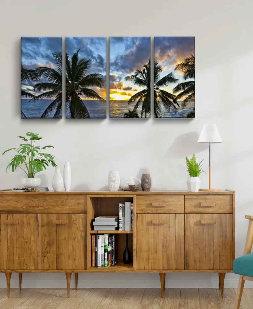 Ready2HangArt Niue Sunset Iii 4 Piece Wrapped Canvas Coastal Wall Art Set, 24" x 48"