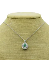 Emerald (3/4 ct. t.w.) & Diamond (1/10 ct. t.w.) 18" Pendant Necklace in Sterling Silver