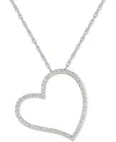 Cubic Zirconia Heart 16" Pendant Necklace in Sterling Silver