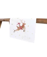 Manor Luxe Reindeer with Gifts Embroidered Christmas Table Runner