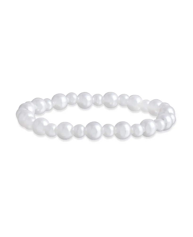 Macy's Set Of 5 Imitation Pearl and Crystal Stretchy Bracelets