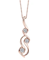 Diamond (1/10 ct. t.w.) Three Stone Pendant 14k Yellow Gold or Rose