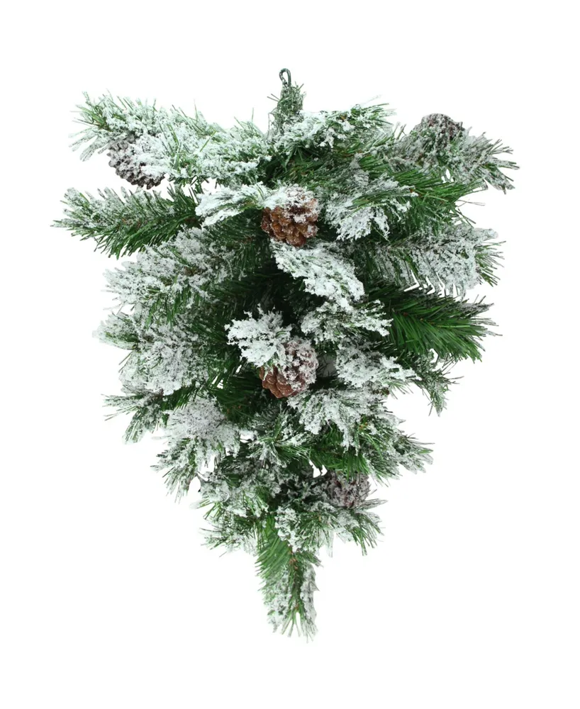 Northlight 22" Snowy Flocked and Pinecones Christmas Teardrop Swag - Unlit