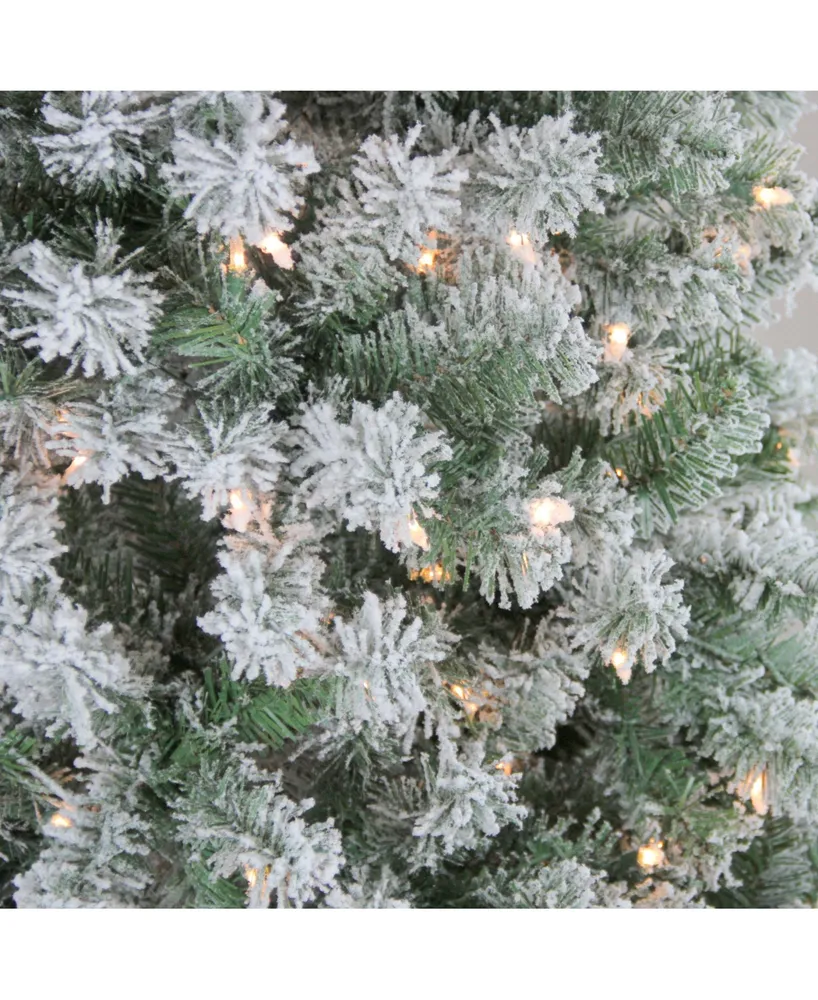 Northlight 7.5' Pre-Lit Flocked Winema Pine Artificial Christmas Tree - Clear Lights