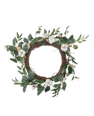 Northlight 21.5" White Winter Flowers and Foliage Twig Wreath - Unlit