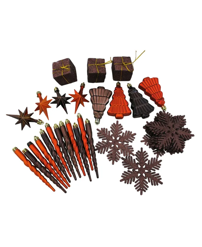Northlight 125ct Chocolate Brown and Burnt Orange Shatterproof 4-Finish Christmas Ornaments