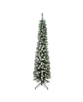 Northlight 6' Flocked Traditional Green Pine Pencil Artificial Christmas Tree - Unlit