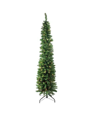 Northlight 6' Pre-Lit Traditional Green Pine Pencil Artificial Christmas Tree - Clear Lights