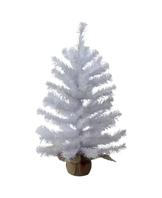 Northlight 24" White Balsam Pine Artificial Christmas Tree in Burlap Base - Unlit