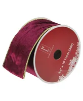 Northlight Pack of 12 Solid Wine Red Gold Wired Christmas Craft Ribbon Spools - 2.5" x 120 Yards Total