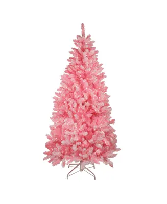 Northlight 7' Pink Pre-Lit Flocked Artificial Christmas Tree - Clear Lights
