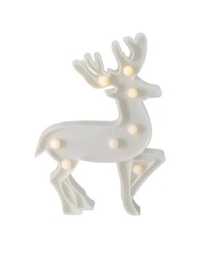 Northlight 9.75" Battery Operated Led Lighted White Reindeer Christmas Marquee Sign