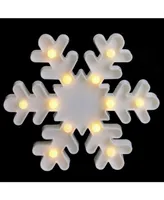 Northlight 9.5" Battery Operated Led Lighted White Snowflake Christmas Marquee Sign