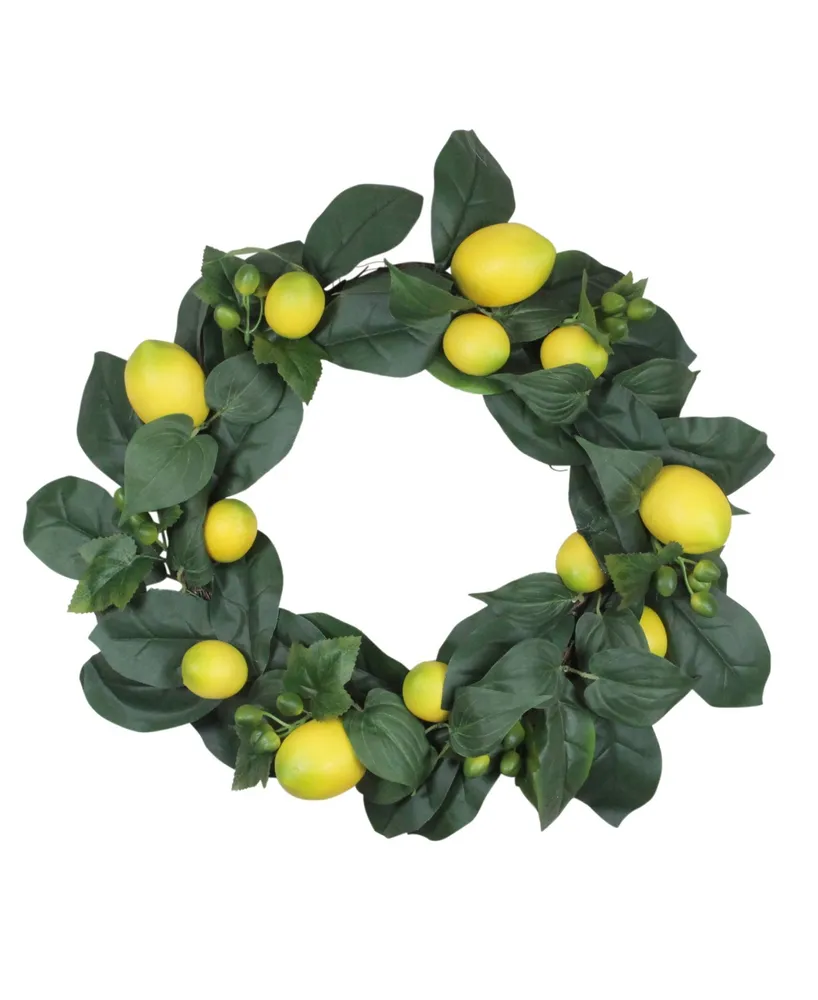 Northlight Lemon and Green Foliage Spring Wreath 22-Inch
