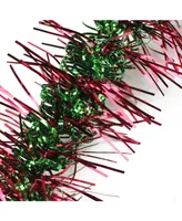 Northlight 50' Shiny Red and Green Spiral Center Christmas Tinsel Garland - Unlit