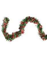 Northlight 50' Shiny Green and Red Christmas Tinsel Garland - Unlit