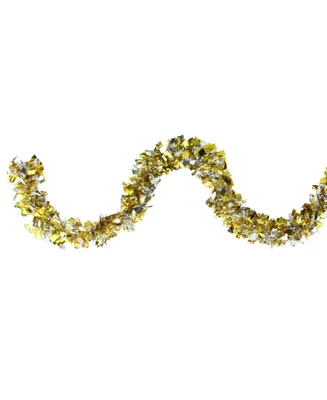 Northlight 12' Gold and Silver Boa Wide Cut Christmas Tinsel Garland - Unlit
