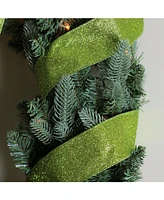 Northlight Pack of 12 Shimmering Lime Green Solid Wired Christmas Craft Ribbon Spools - 2.5" x 120 Yards Total