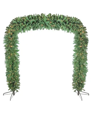 Northlight 9' x 8' Commercial Size Pre-Lit Green Pine Artificial Christmas Archway - Clear Lights
