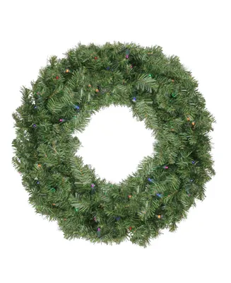 Northlight 24" Pre-Lit Led Canadian Pine Artificial Christmas Wreath with Timer - Multi Lights