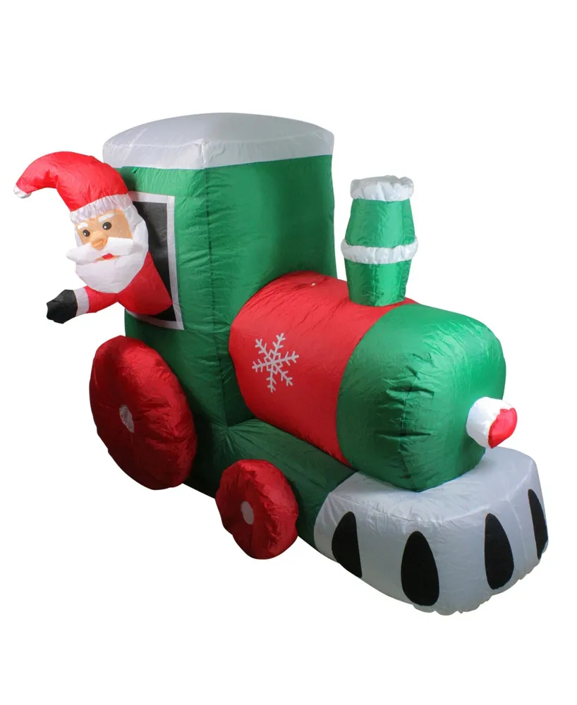 Northlight 4.5' Inflatable Santa on Locomotive Train Lighted Outdoor Christmas Decoration