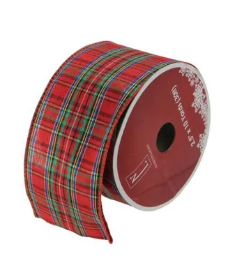 Northlight Red and Green Stripe Wired Christmas Craft Ribbon 2.5" x 10 Yards