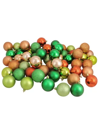 Northlight 60ct Almond/Kiwi/Burnt Orange/Xmas Green Shatterproof 3-Finish Christmas Ball Ornaments 2.5"