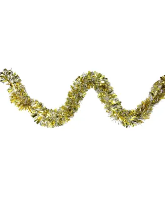 Northlight 12' Soft Gold and Silver Wide Cut Christmas Tinsel Garland - Unlit