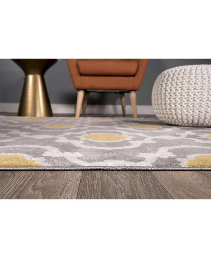 Main Street Rugs Alba Alb310 Gray/Yellow 2' x 7'2" Runner Rug