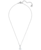 Swarovski Silver-Tone Crystal Solitaire Pendant Necklace, 14-7/8" + 2" extender