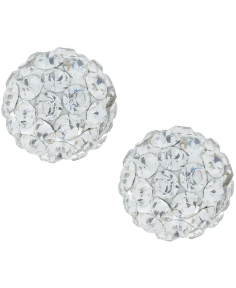 Crystal 6mm Pave Stud Earrings Sterling Silver. Available Clear, Blue or Red