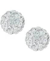 Crystal 6mm Pave Stud Earrings Sterling Silver. Available Clear, Blue or Red